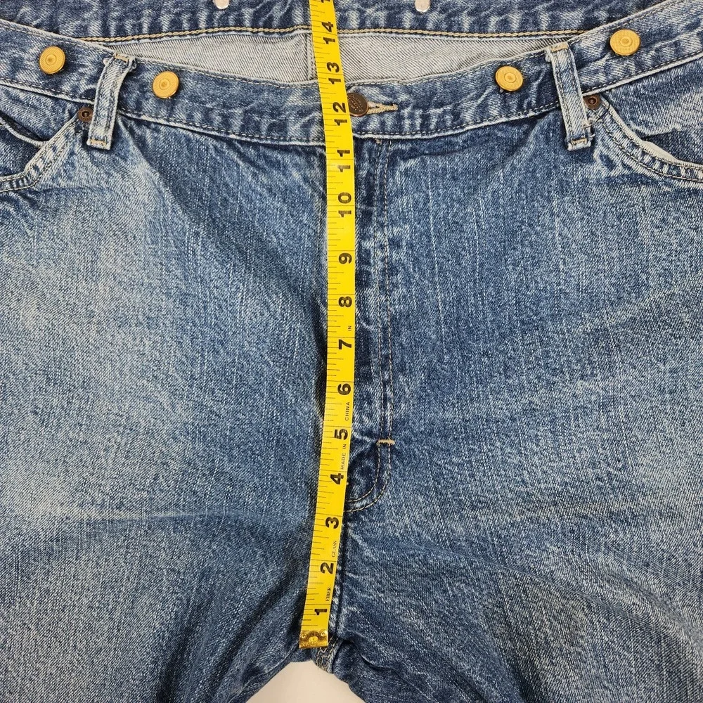 Dickies Suspender Carpenter Jeans 42x27 Denim Work Utility‎ Pants Blue *Hemmed*